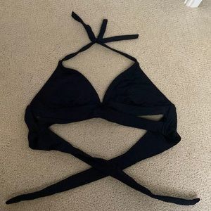 black padded bikini top. open slits in the bottom. wrap around top